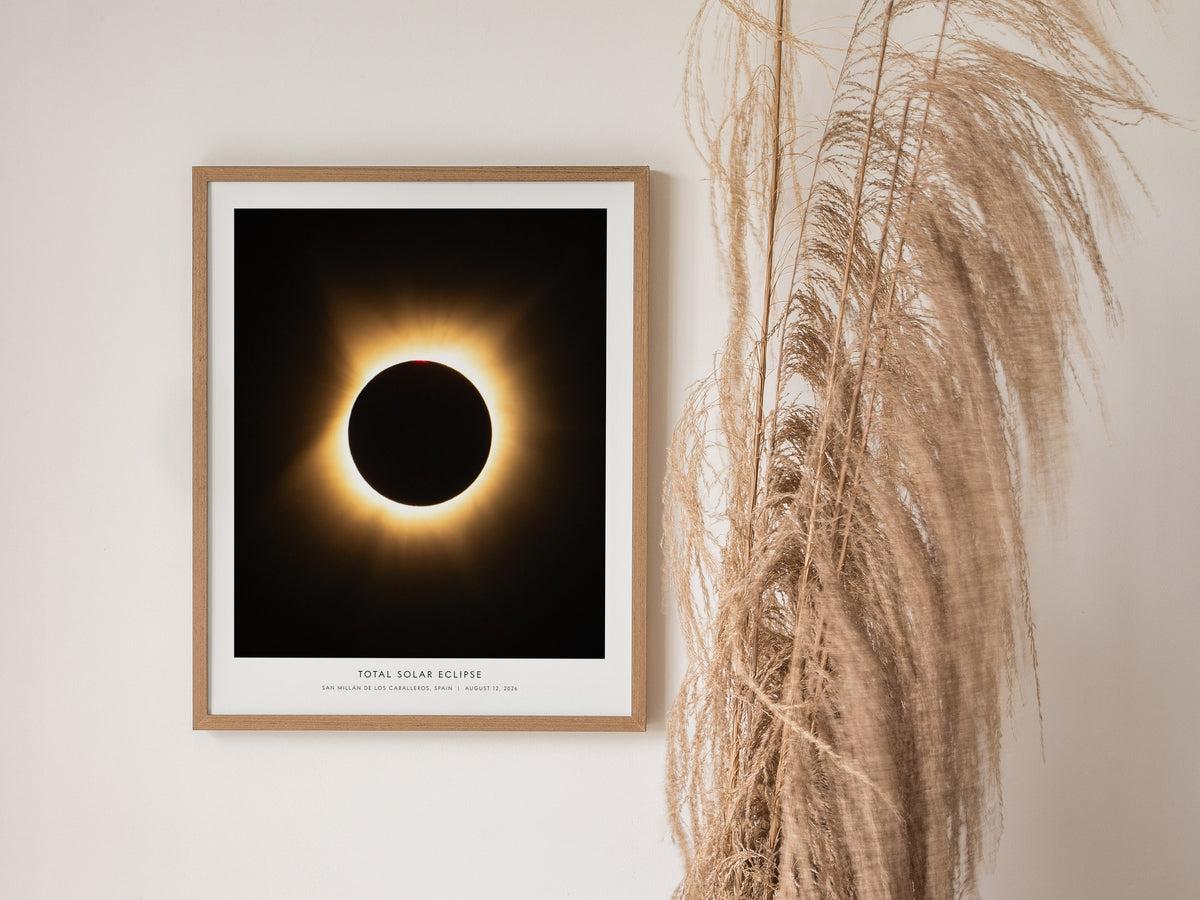 Total Solar Eclipse Poster | NASA Solar Eclipse Space Photography Wall Art — styled in a modern interior