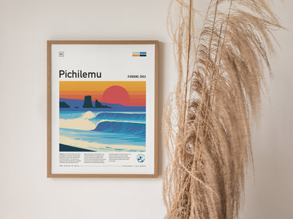 Pichilemu, Chile Poster | Pacific Surf & Coastal Cliffs Wall Art — styled in a modern interior
