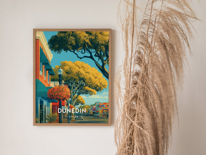 Dunedin, Florida Poster | Honeymoon Island Sunset Coastal Wall Art — styled in a modern interior