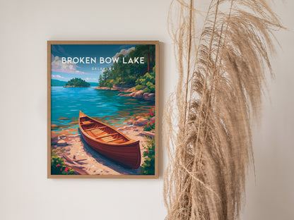 Broken Bow Lake, Oklahoma Poster | Pine Forest & Lake Retreat Wall Art — styled in a modern interior