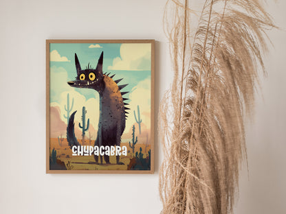 Chupacabra Cute Cryptids Poster | Kids Room Decor Wall Art | Framed or Unframed