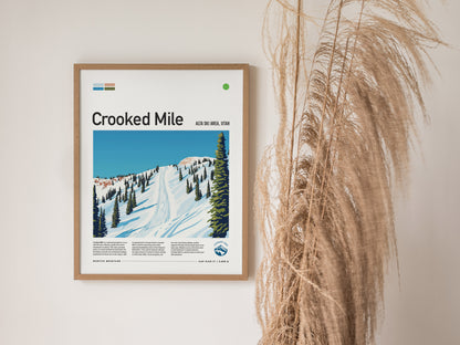 Crooked Mile Alta Ski Area Poster | Utah Skiing Resort Wall Art | Framed or Unframed