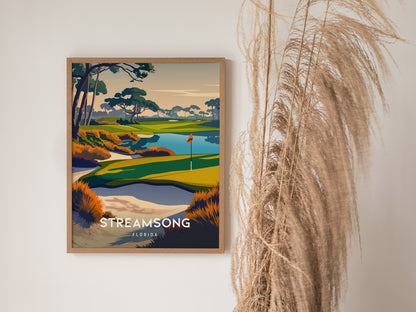 Streamsong, Florida Poster | Links Poster & Golfer Gift Wall Art — styled in a modern interior