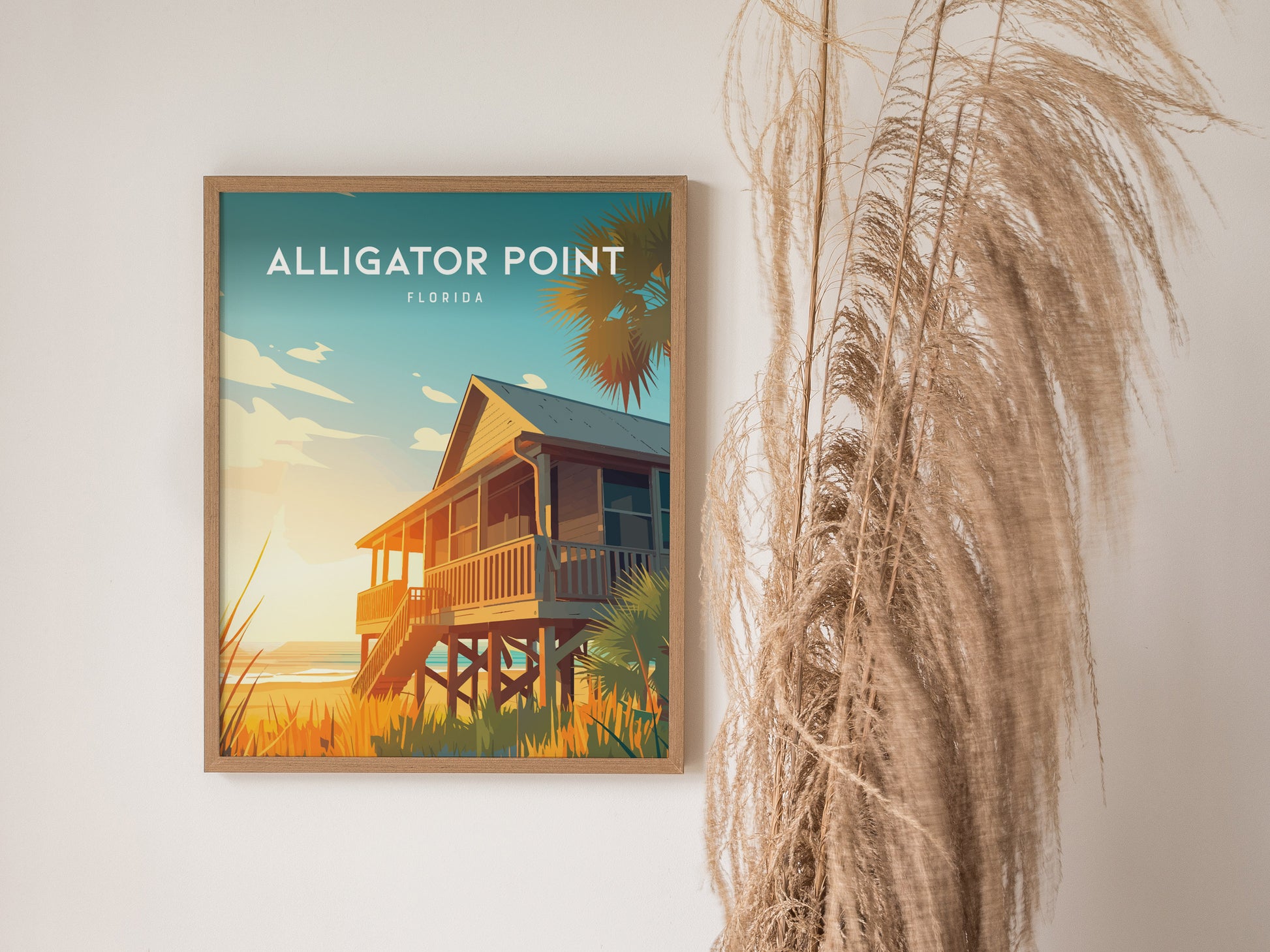 Alligator Point, Florida Poster | Wild Gulf Shore Serenity Wall Art — styled in a modern interior