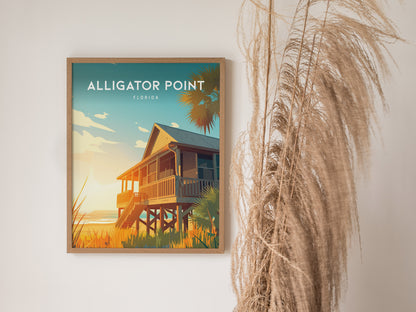 Alligator Point, Florida Poster | Wild Gulf Shore Serenity Wall Art — styled in a modern interior