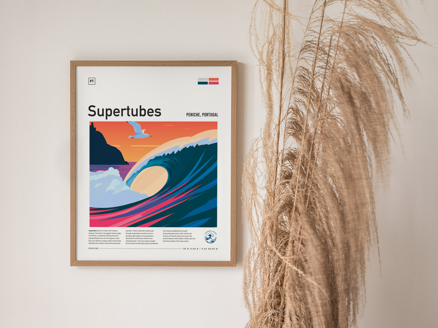 Supertubes, Portugal Poster | Perfect Barrels & Atlantic Swells Wall Art — styled in a modern interior