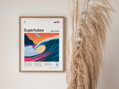 Supertubes, Portugal Poster | Perfect Barrels & Atlantic Swells Wall Art — styled in a modern interior