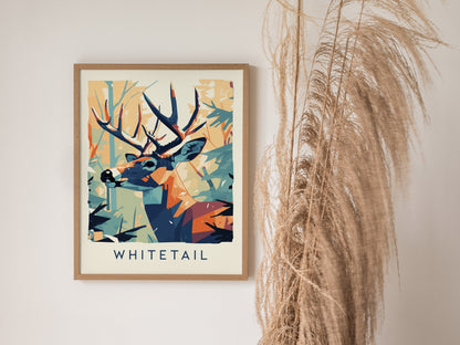 Whitetail Deer Poster | Wildlife Buck Hunting Cabin Wall Art Gift