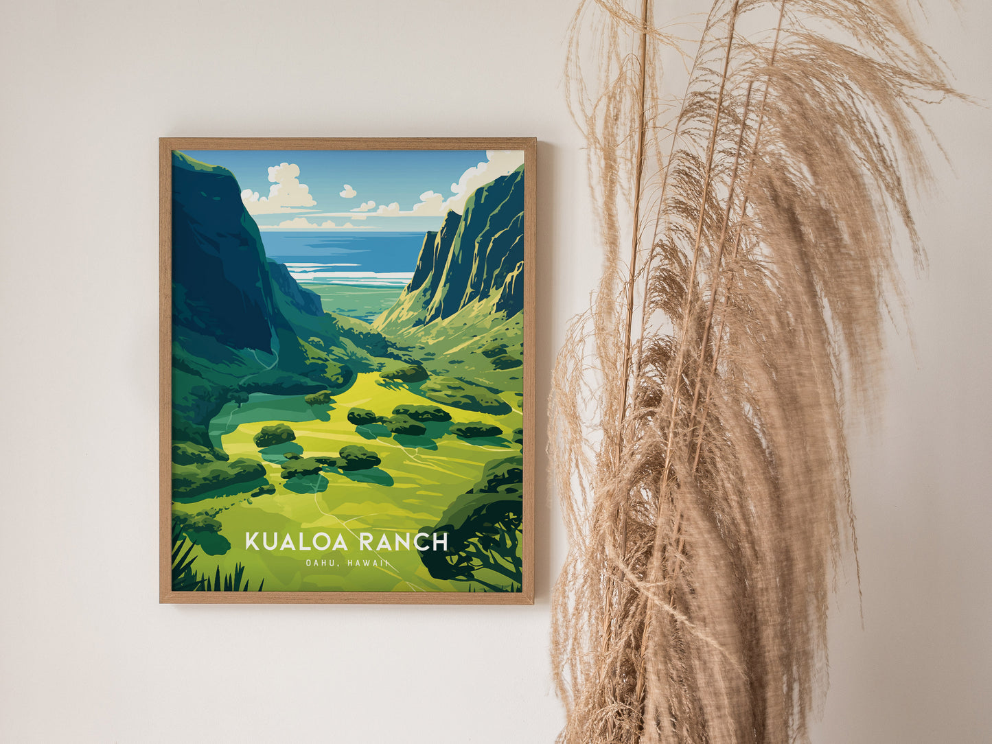 Kualoa Ranch Poster | Oahu Hawaii Jurassic Valley Wall Art