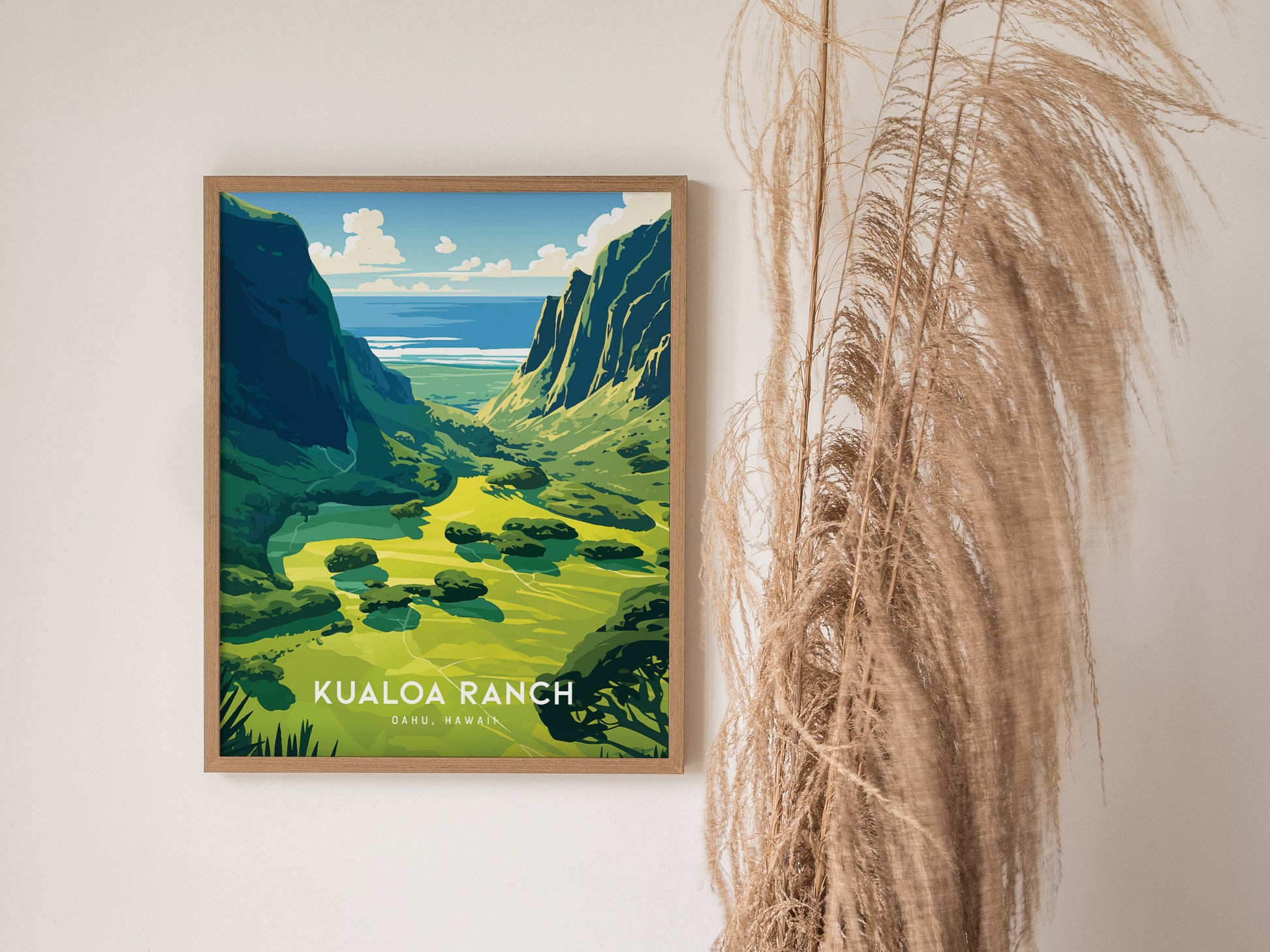 Kualoa Ranch Poster | Oahu Hawaii Jurassic Valley Wall Art