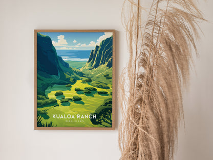 Kualoa Ranch Poster | Oahu Hawaii Jurassic Valley Wall Art