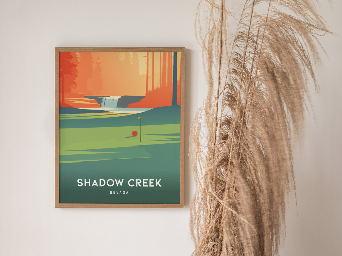 Shadow Creek, Nevada Poster | Desert Fairway Golf Course Print Wall Art — styled in a modern interior