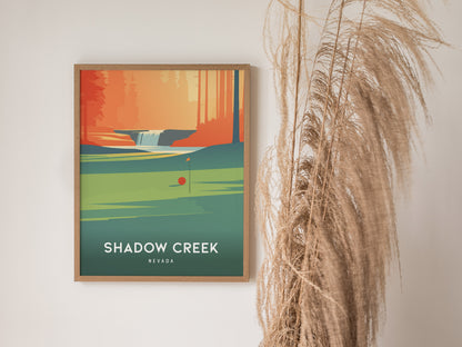 Shadow Creek, Nevada Poster | Desert Fairway Golf Course Print Wall Art — styled in a modern interior