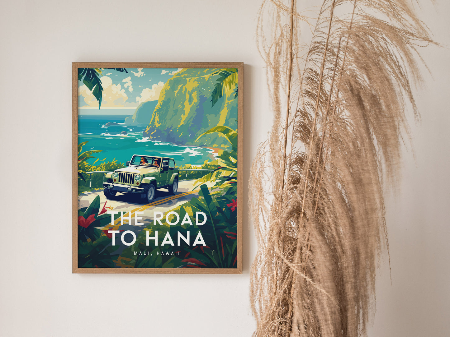 Road to Hana Poster | Maui Hawaii Scenic Drive Travel Art
