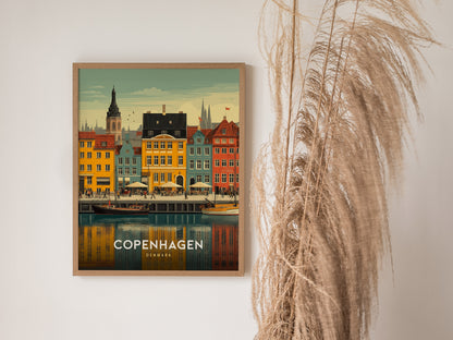Copenhagen Denmark Poster | Nyhavn Harbor Wall Art | Framed or Unframed