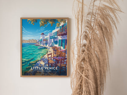 Little Venice Mykonos Poster | Greek Island Wall Art