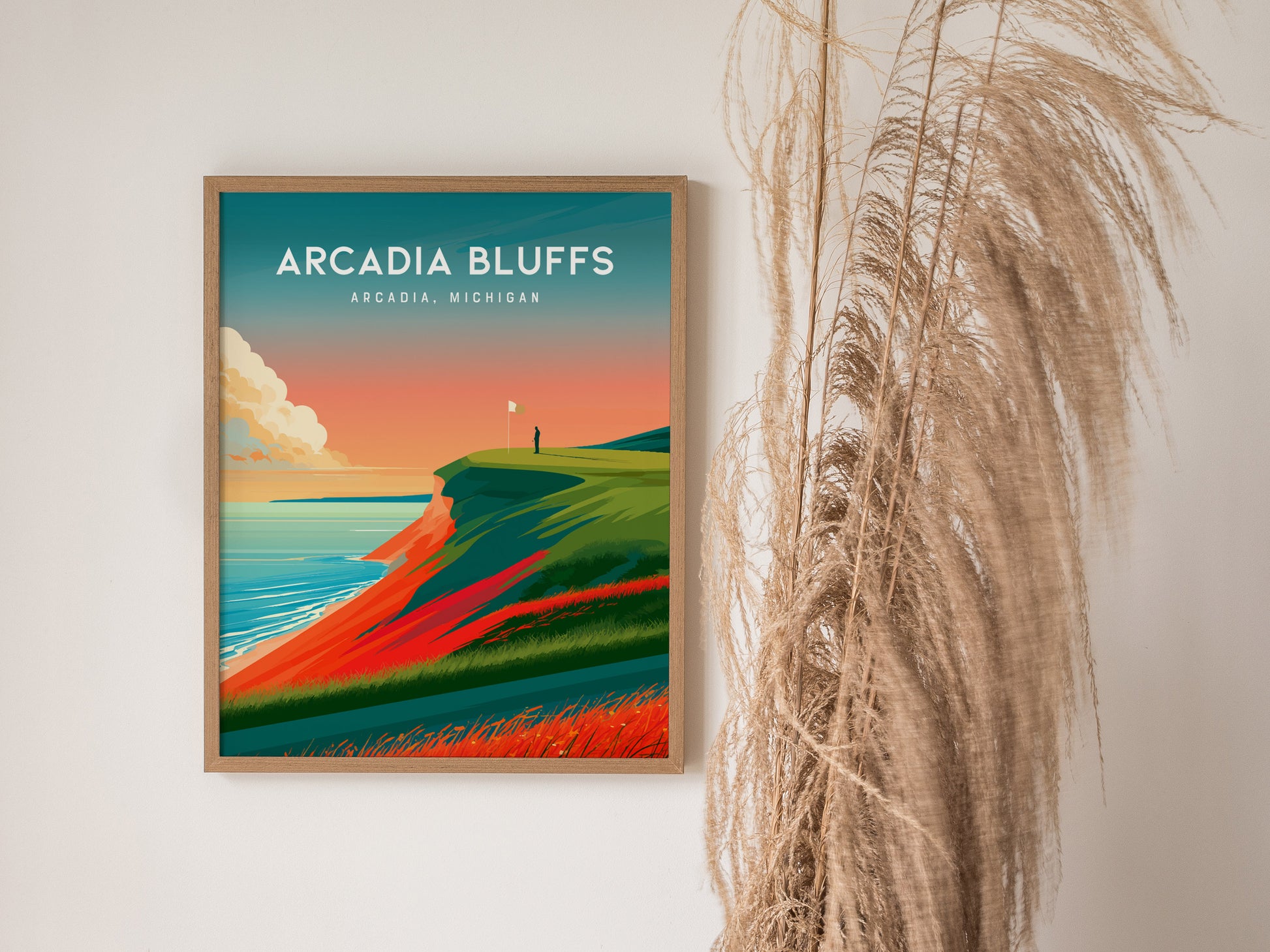 Arcadia Bluffs, Arcadia, Michigan Poster | Links Poster Golfer Gift Wall Art — styled in a modern interior