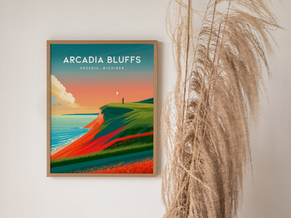 Arcadia Bluffs, Arcadia, Michigan Poster | Links Poster Golfer Gift Wall Art — styled in a modern interior