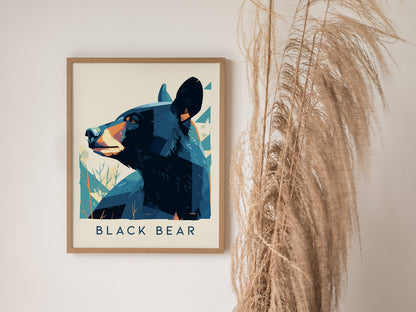 Black Bear Poster | Modern Wildlife Wall Art | Framed or Unframed