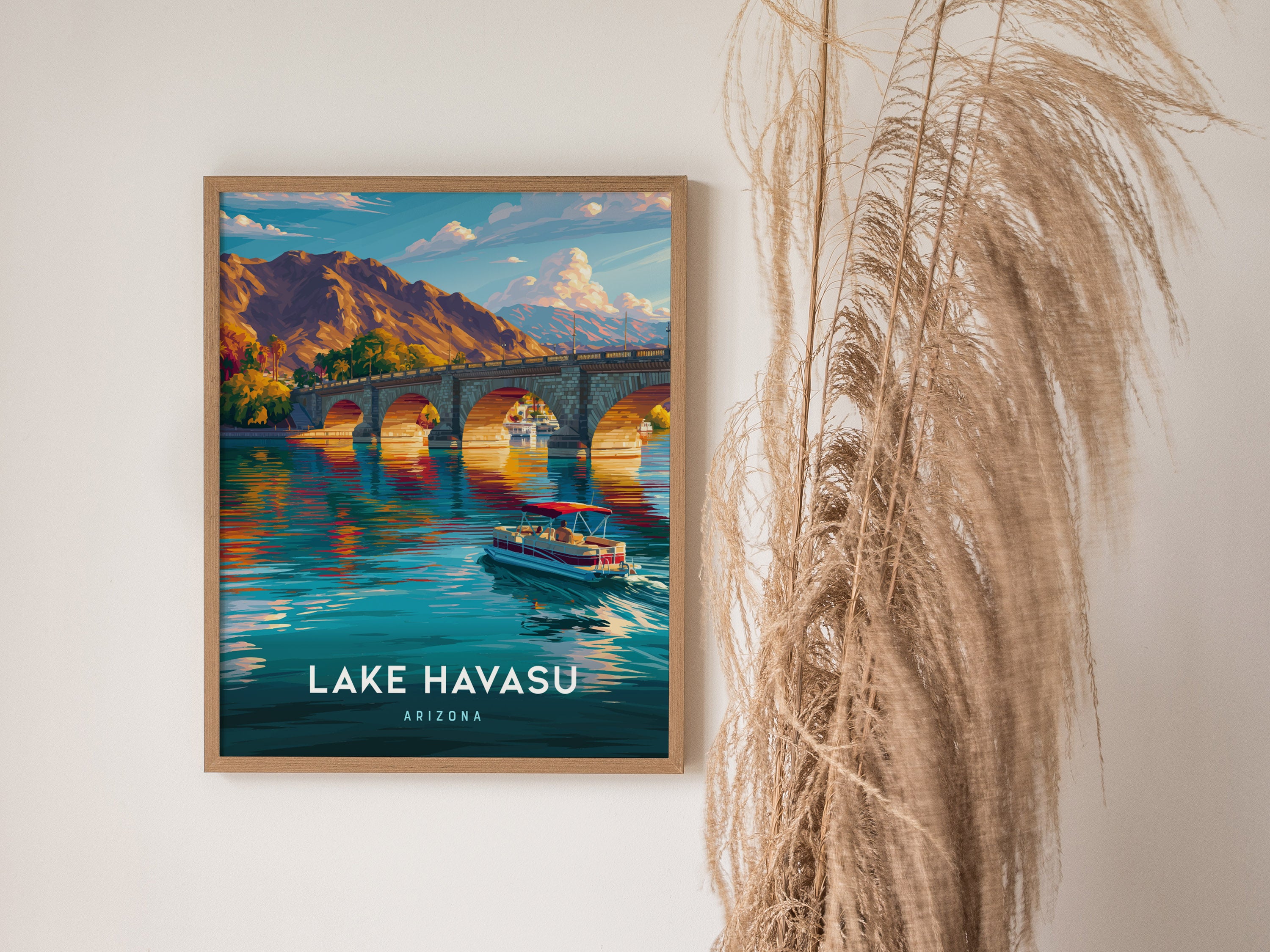 H22KZ29b ハワード・ベーレンス ルガーノ・コーストライン アートポスター Lake Havasu, Arizona Poster | Desert Oasis & London Bridge Wall