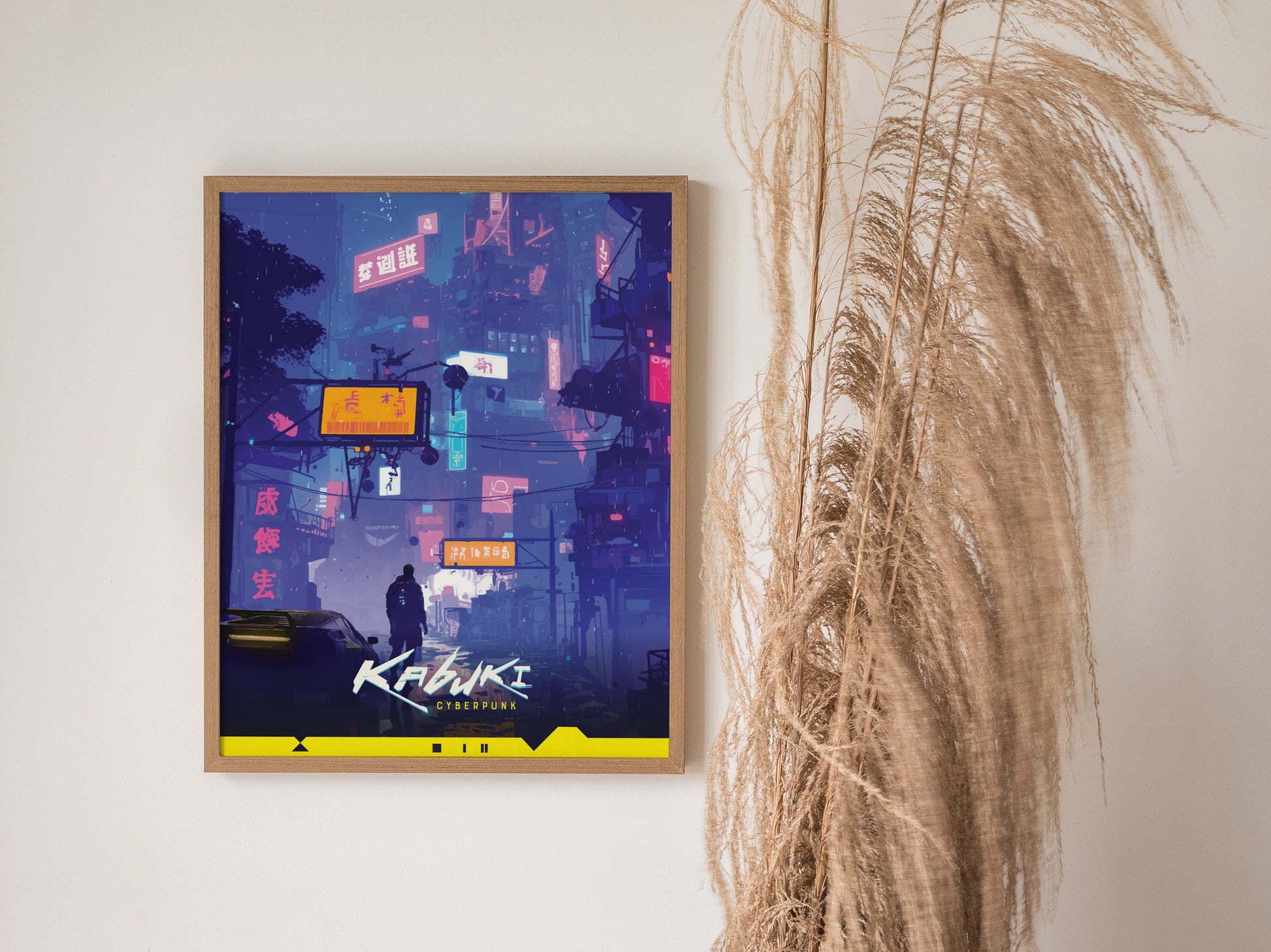 Kabuki Cyberpunk Poster | Night City Neon Market Wall Art