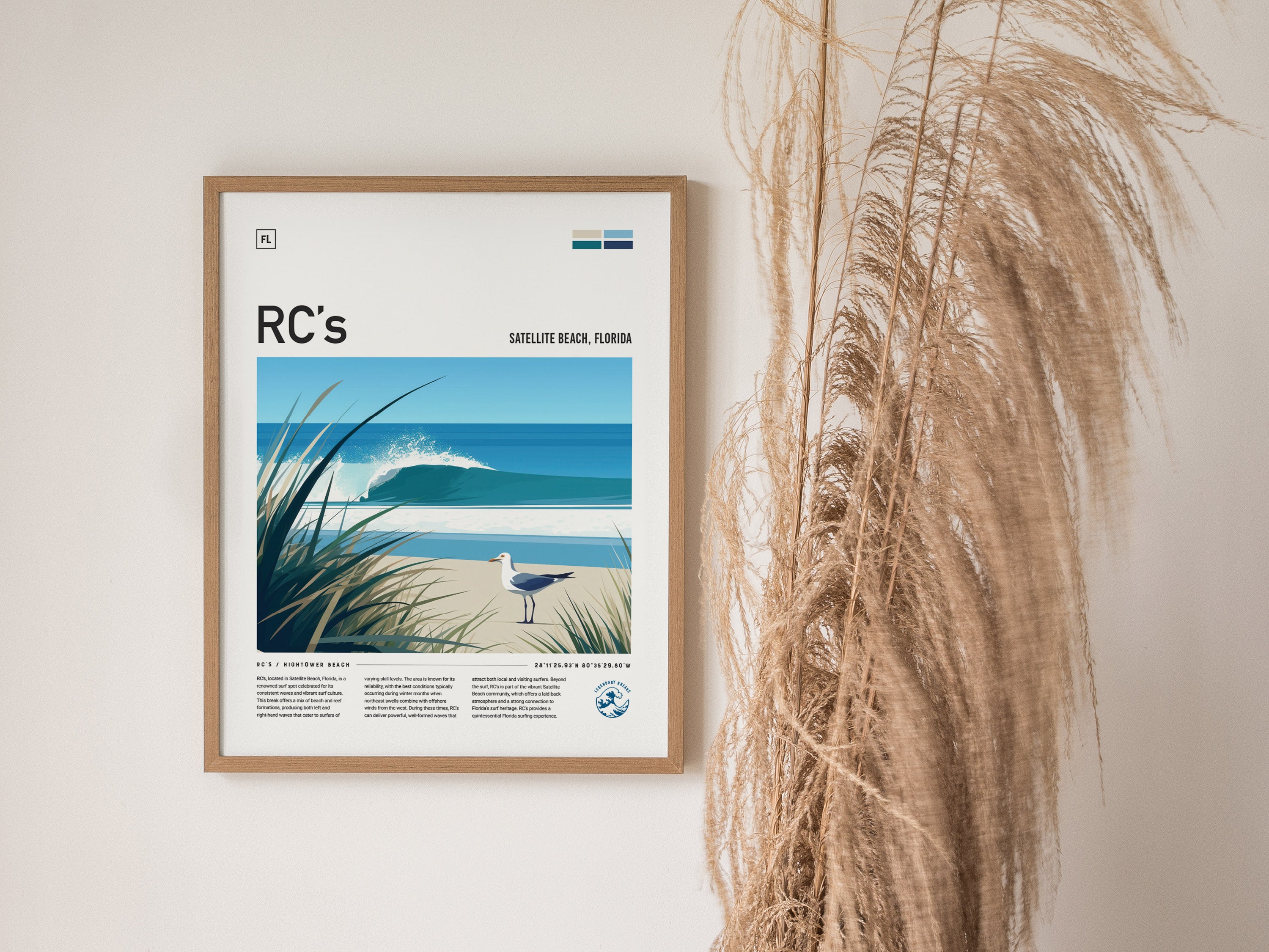 RC's Surf Spot Poster | Satellite Beach Florida Surfer Art | Swell