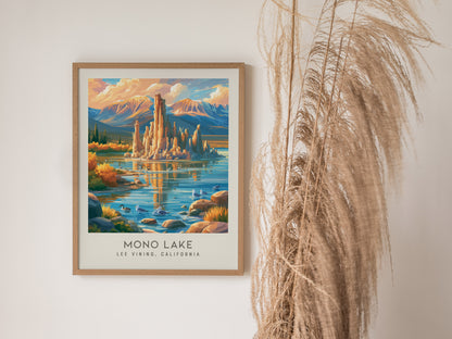 Mono Lake Matte Border Poster | Lee Vining, California Travel Wall Art — styled in a modern interior