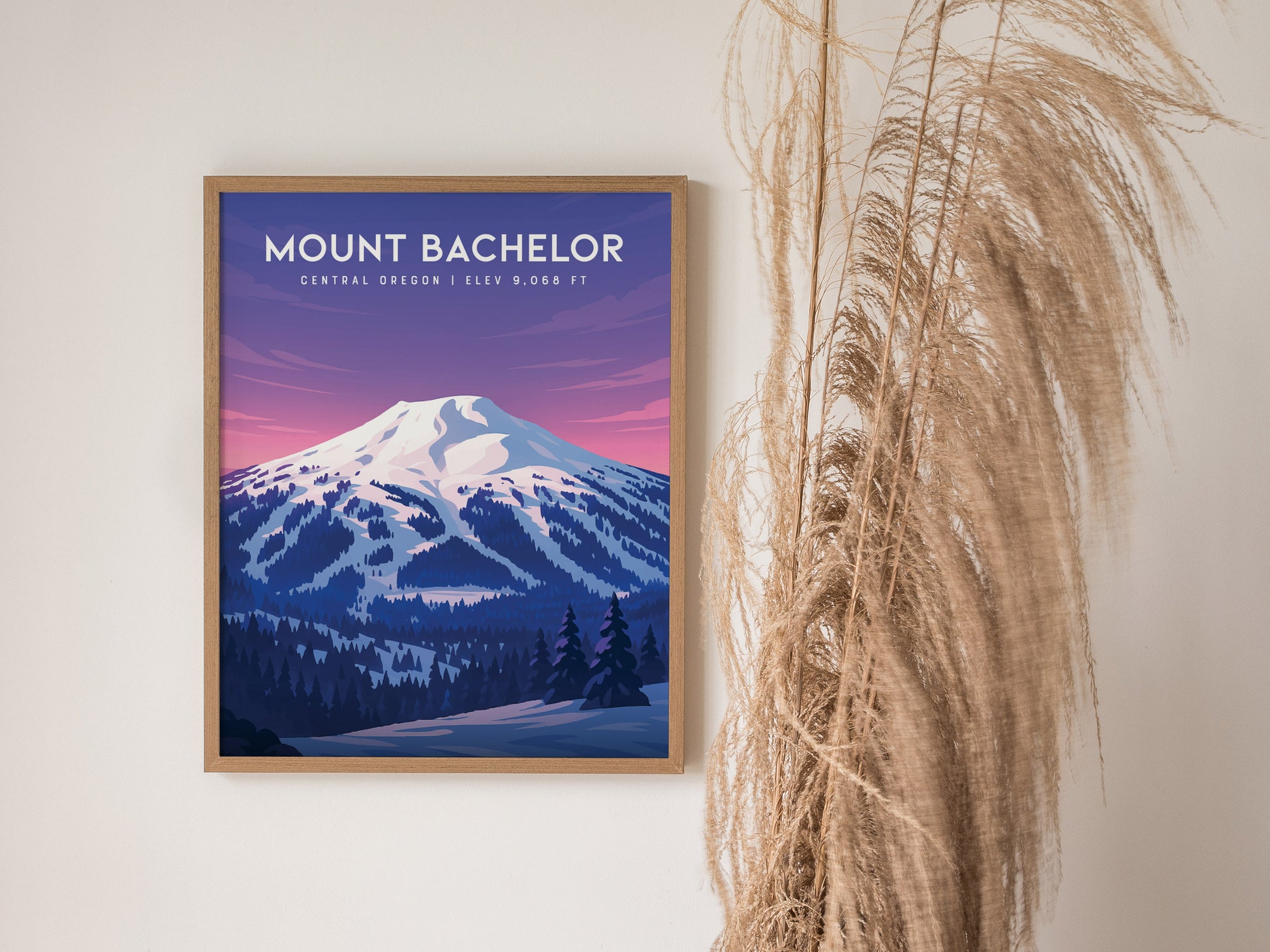 Mount Bachelor Poster | Oregon Cascade Minimalist Wall Art