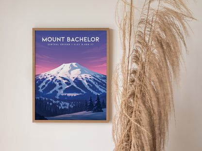 Mount Bachelor Poster | Oregon Cascade Minimalist Wall Art