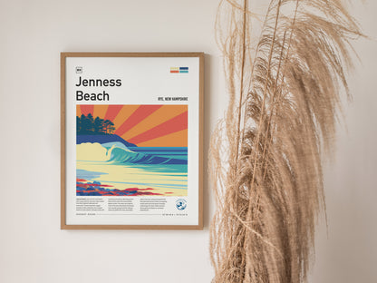 Jenness Beach, Rye, New Hampshire Poster | Surf Wall Art & Coastal Waves Print — styled in a modern interior