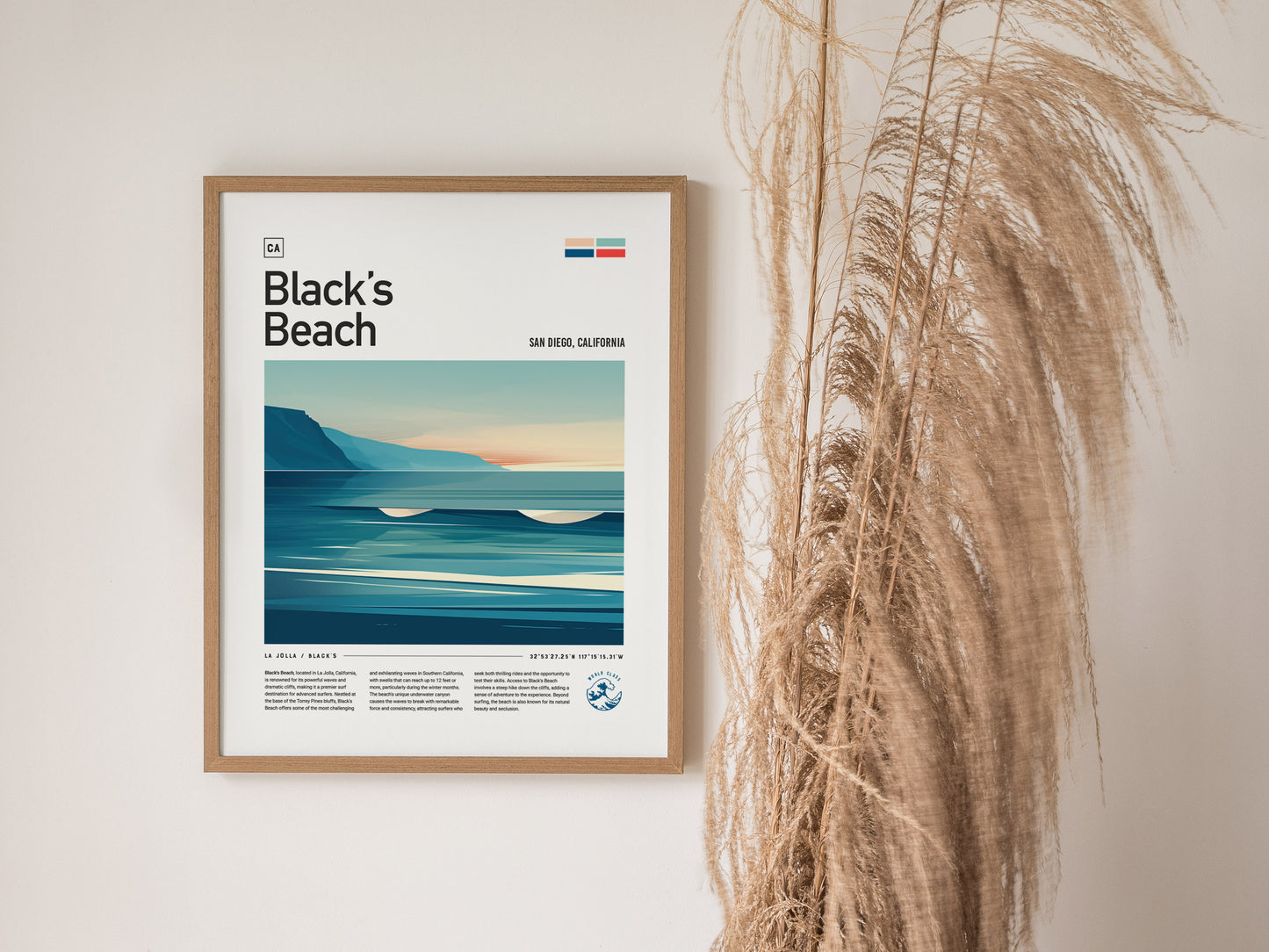 Black's Beach Surf Spot Poster | La Jolla California Surfer Wall Art | Framed or Unframed