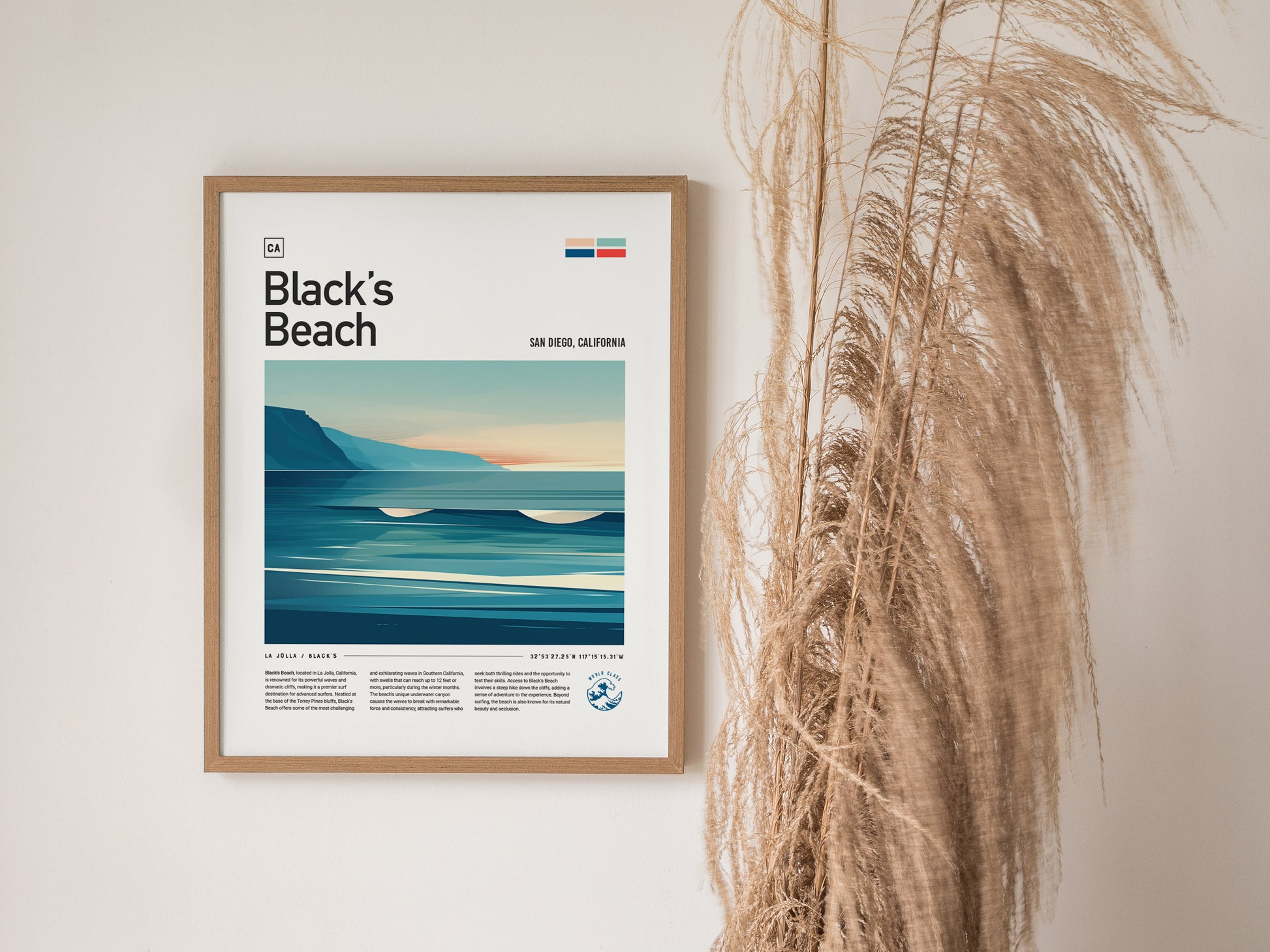 Black's Beach Surf Spot Poster | La Jolla California Surfer Wall Art | Framed or Unframed