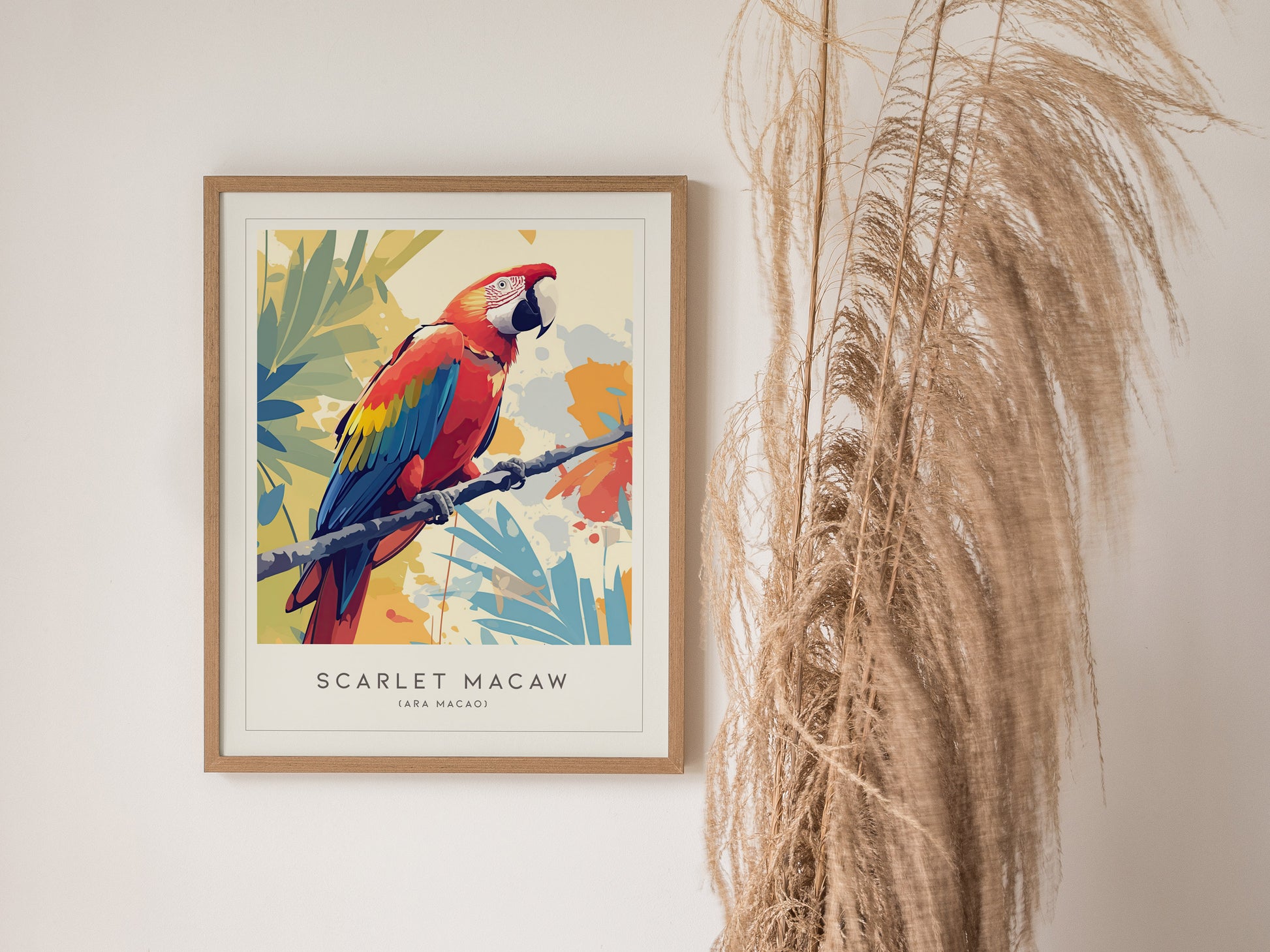 Scarlet Macaw Poster | Tropical Parrot Art Rainforest Bird Wall Decor
