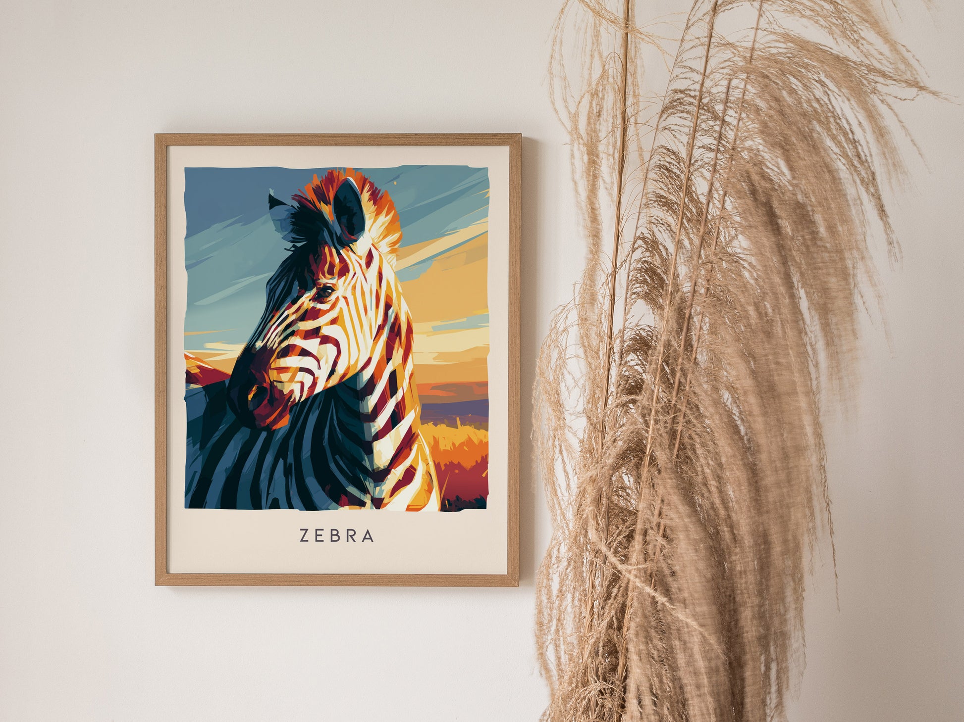 Zebra, Africa Poster | Bold Stripes on the Savanna Wall Art — styled in a modern interior