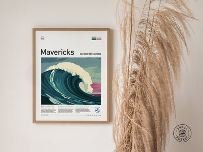 Mavericks Surf Poster | Half Moon Bay California Big Wave Wall Art