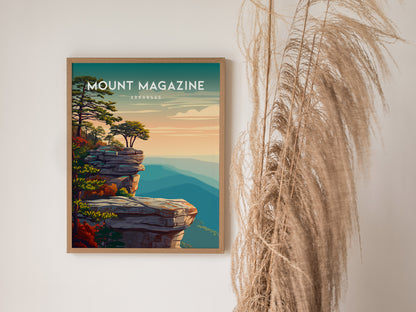 Mount Magazine, Arkansas Poster | Ozark Summit & Forest Scenic Wall Art — styled in a modern interior
