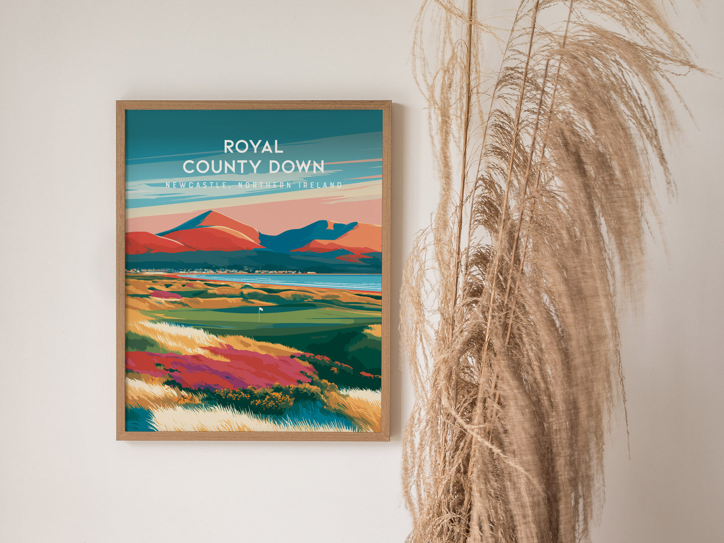 Royal County Down, Newcastle, Northern Ireland Poster | Country Club Decor Golfer Gift Wall Art — styled in a modern interior