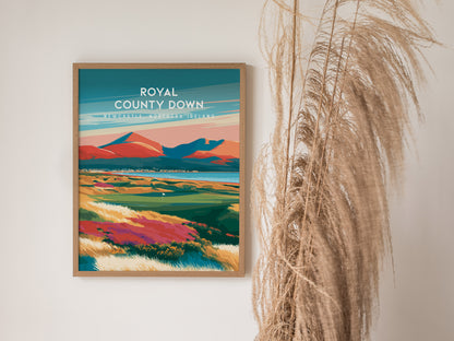 Royal County Down, Newcastle, Northern Ireland Poster | Country Club Decor Golfer Gift Wall Art — styled in a modern interior
