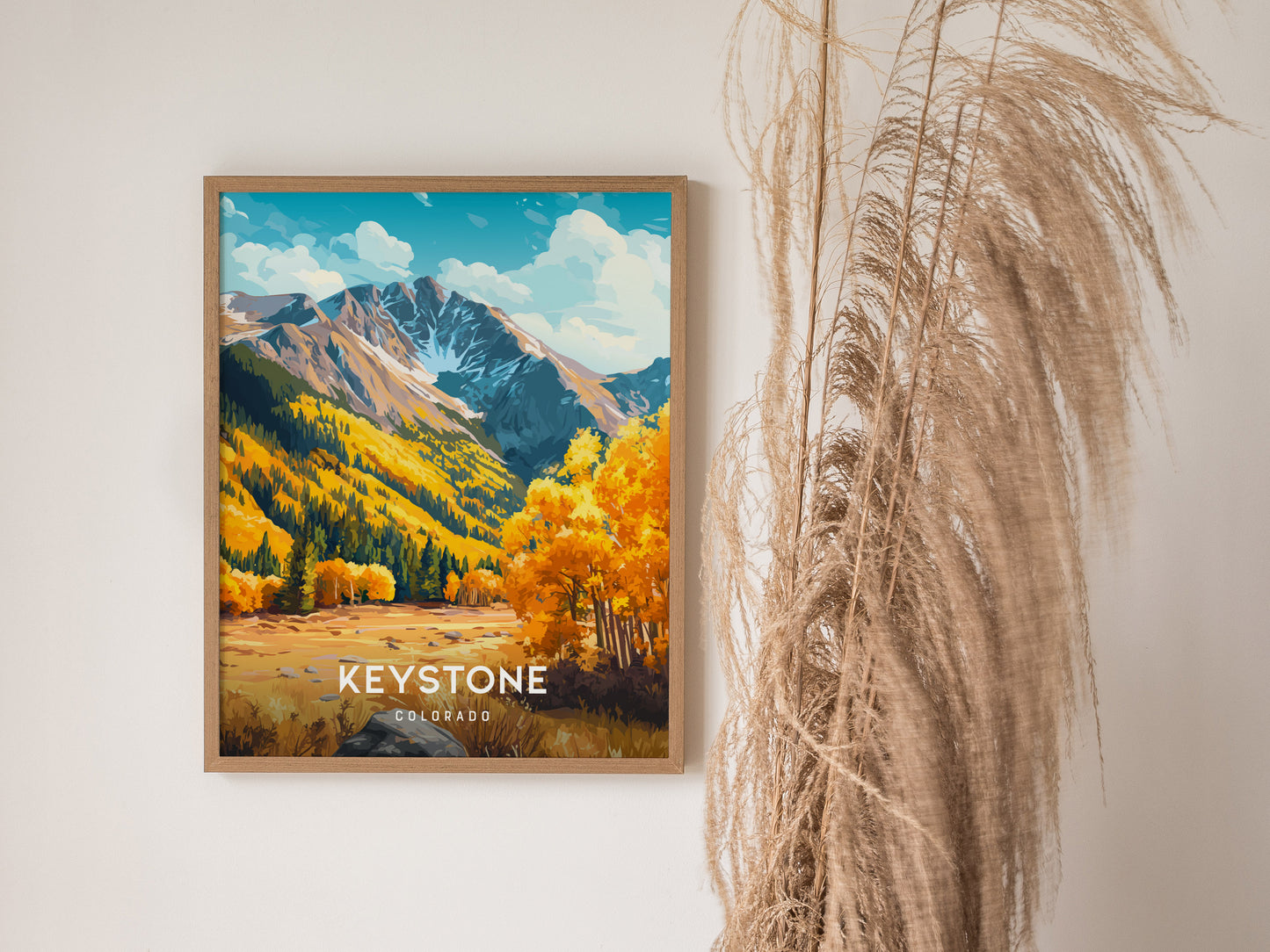 Keystone, Colorado Poster | Snow-Capped Peaks & Ski Village Wall Art — styled in a modern interior