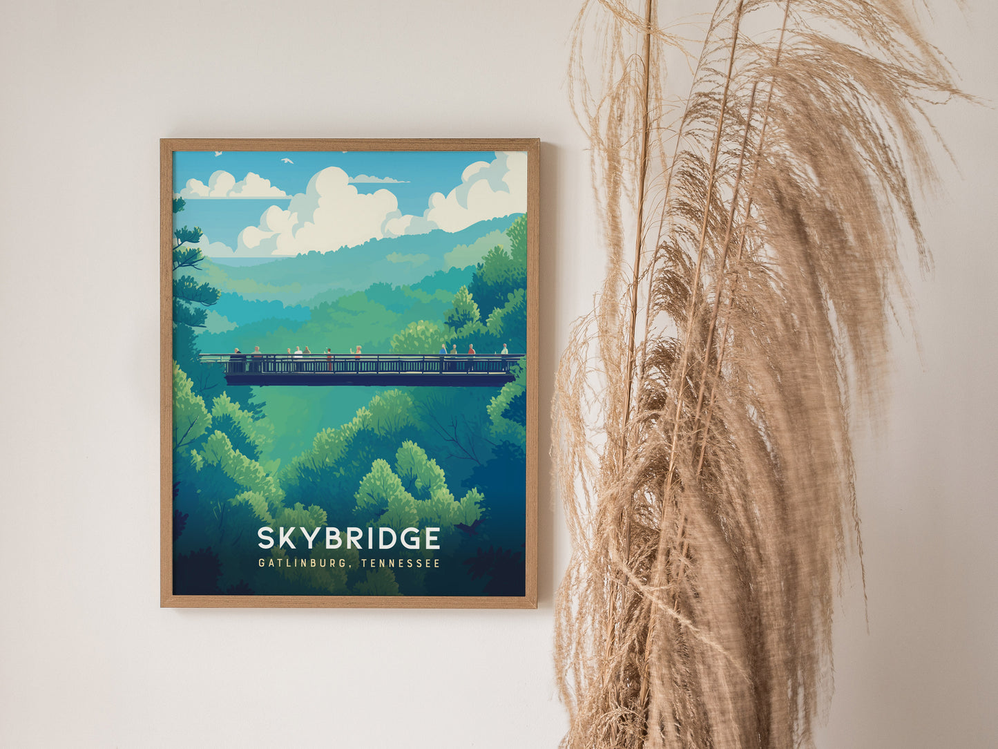 Gatlinburg SkyBridge Poster | Great Smoky Mountains Hiker Wall Art | Framed or Unframed