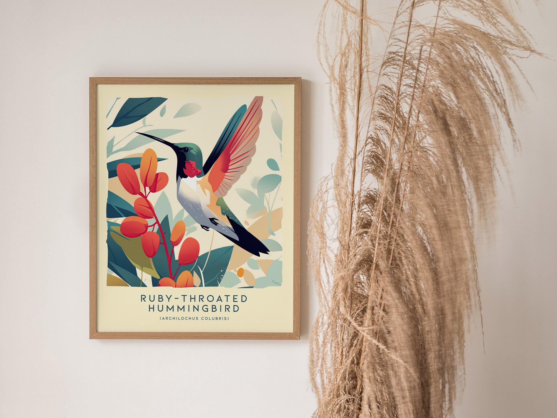 Ruby-Throated Hummingbird Poster | Bird Art | Nature Wildlife Print