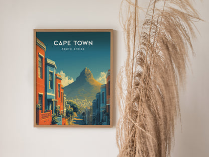 Cape Town, South Africa Poster | Table Mountain & Coastal Beach Decor Wall Art — styled in a modern interior