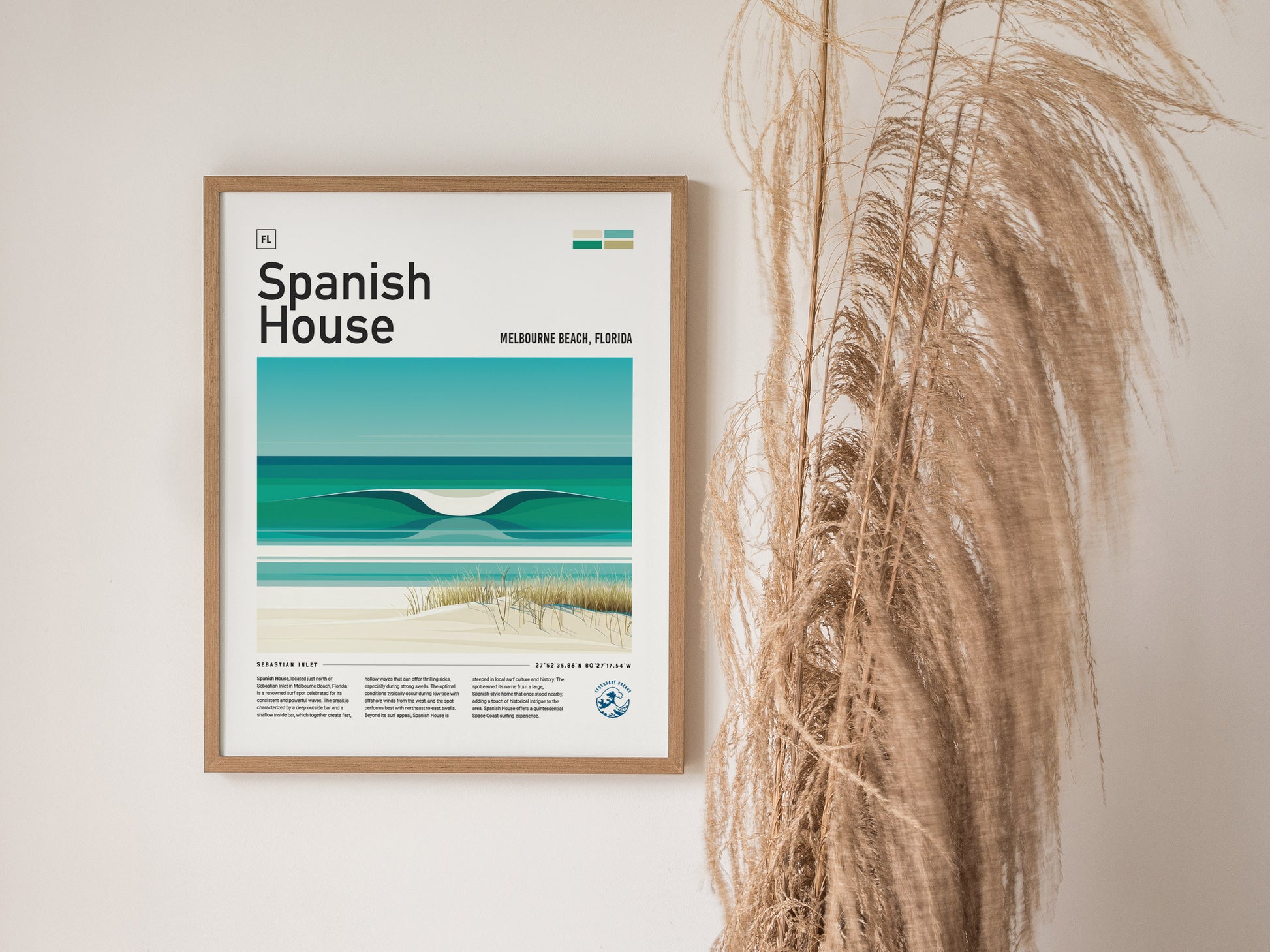 Spanish House Surf Spot Poster | Florida Surfer Wall Art