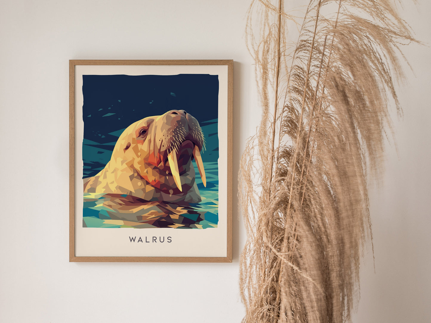 Walrus, Odobenus rosmarus Poster | Arctic Wildlife Majesty Wall Art — styled in a modern interior