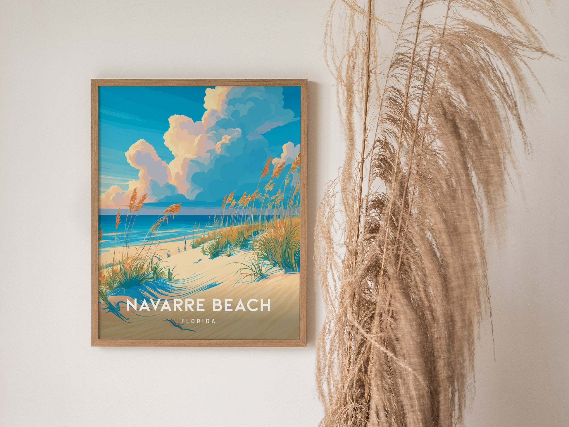 Navarre Beach, Florida Poster | Sugar-White Shores & Emerald Waters Wall Art — styled in a modern interior