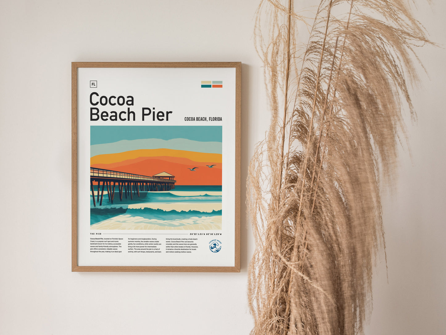 Cocoa Beach Pier Surf Spot Poster | Florida Surfer Wall Art | Framed or Unframed