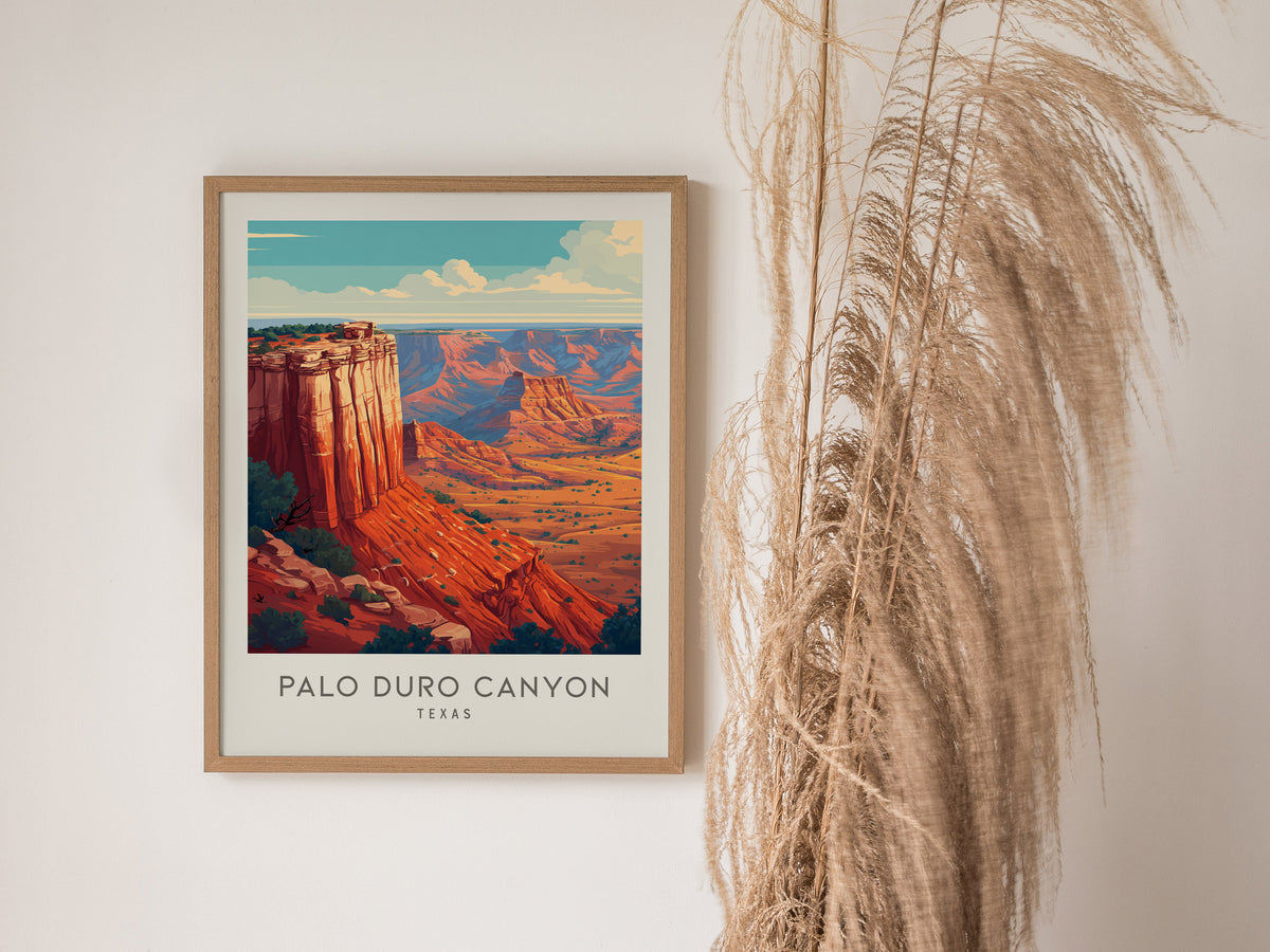Palo Duro Canyon Matte Border Poster | Texas Travel Wall Art — styled in a modern interior