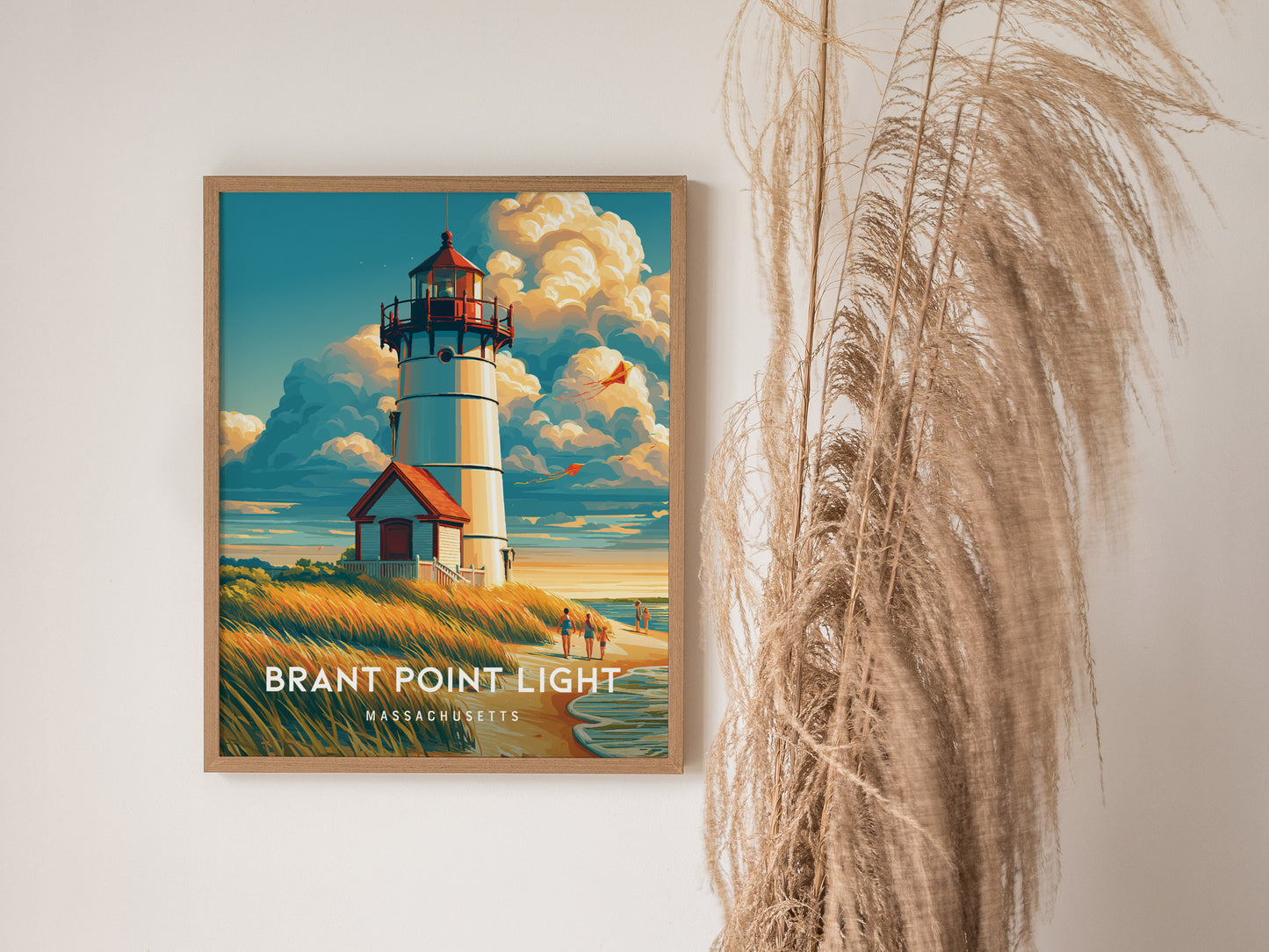 Brant Point Light, Massachusetts Poster | Nantucket Lighthouse & Harbor Wall Art — styled in a modern interior