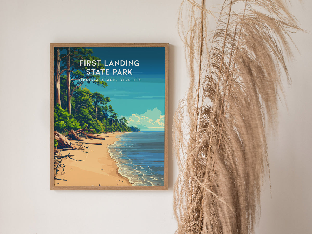 First Landing State Park, Virginia Beach, Virginia Poster | Travel Gift Destination Print Wall Art — styled in a modern inter