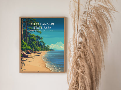 First Landing State Park, Virginia Beach, Virginia Poster | Travel Gift Destination Print Wall Art — styled in a modern inter